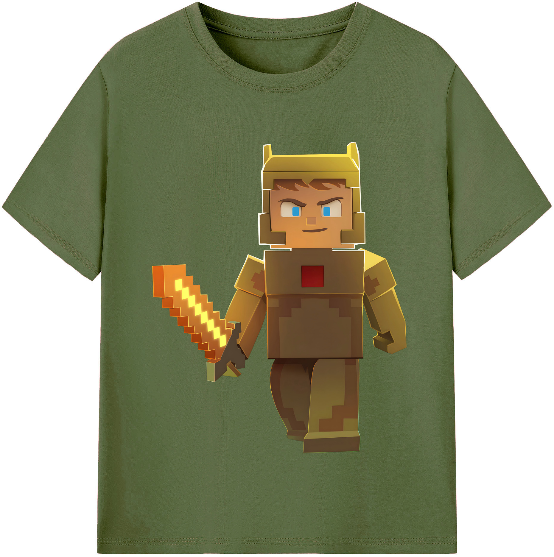 （画像用） マインクラフト ブロックの世界 Minecraft MC Block world 綿100％半袖Tシャツ（フロントプリント）